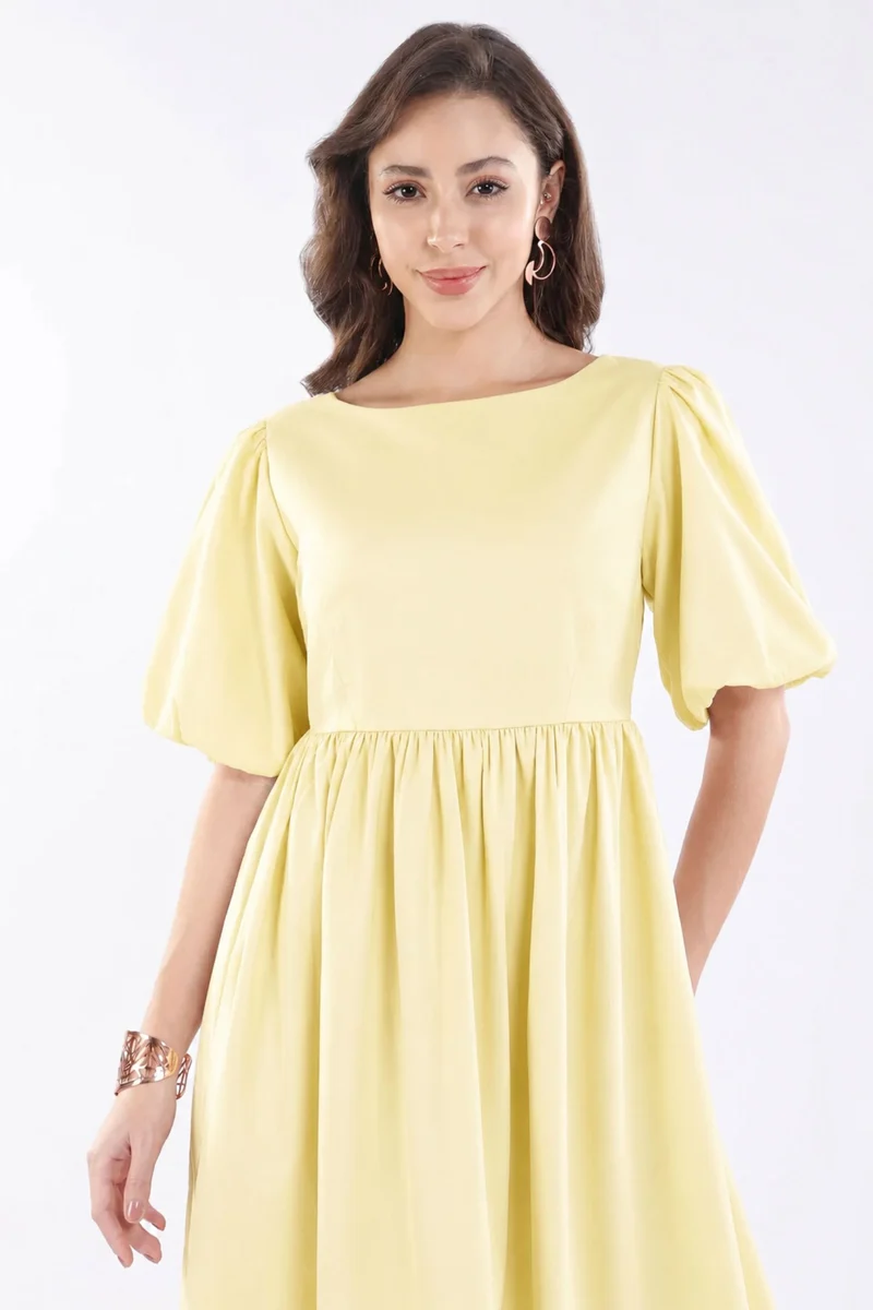 Tianae|100% Cotton Back Bow Tie Up Midi Dress