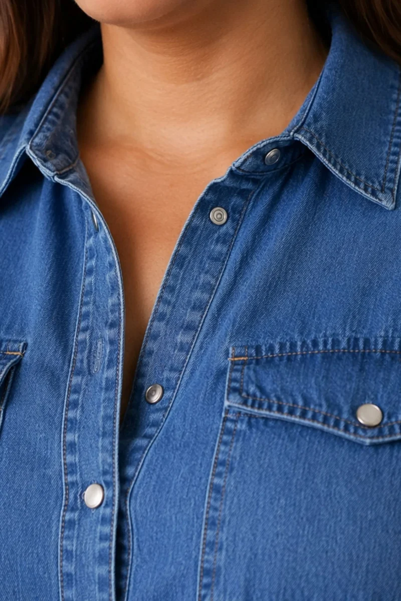 Alessiy|100% Cotton Denim Shirt Dress