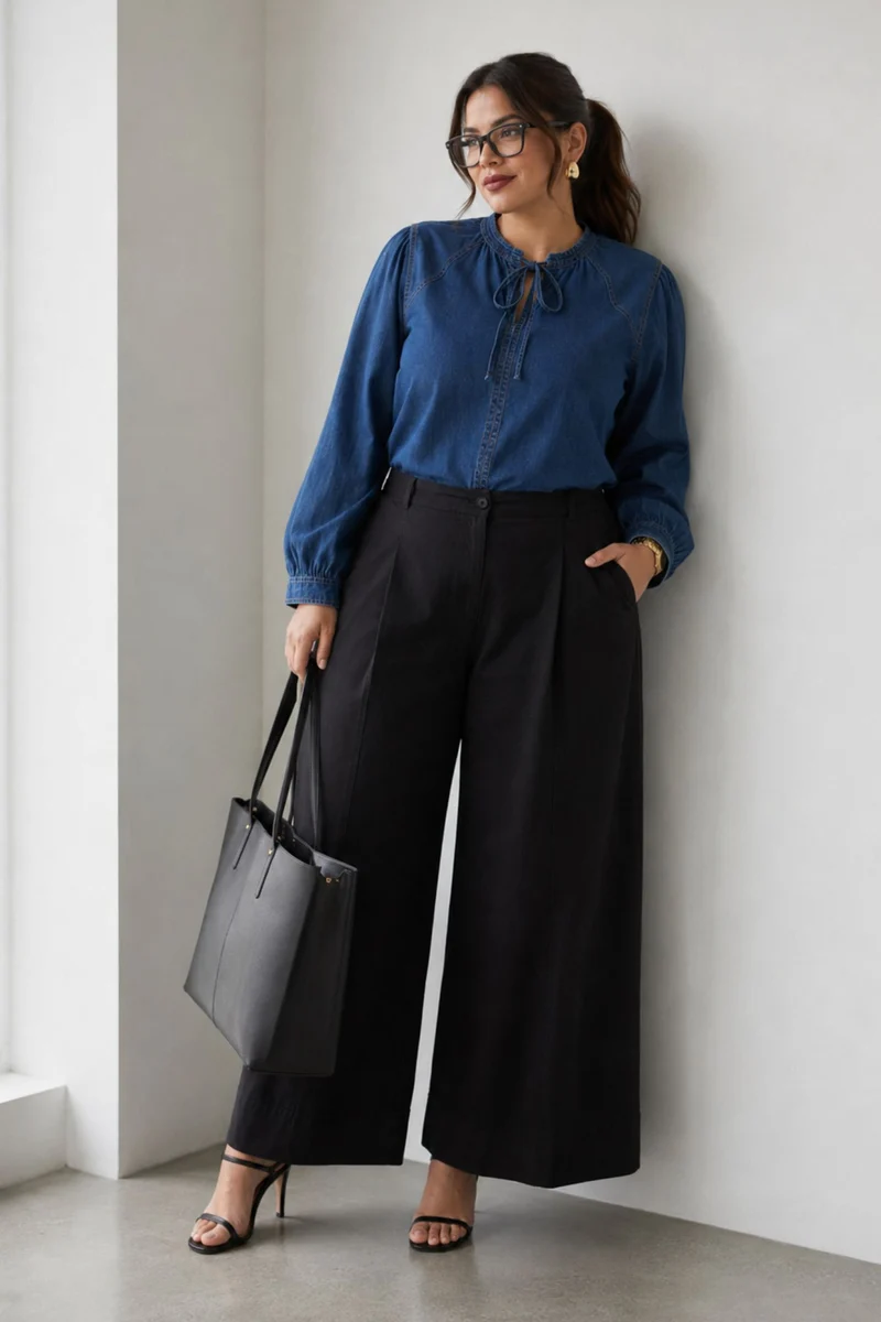 Isoldae|100% Cotton Denim Top