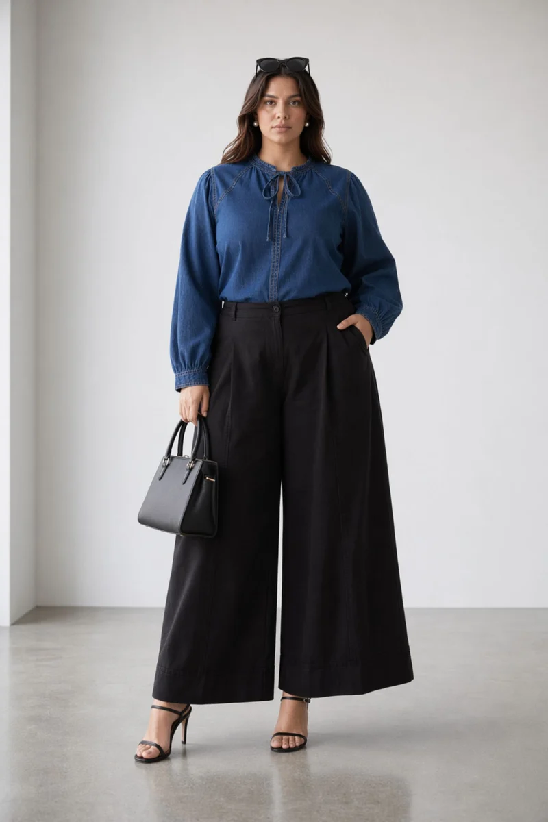 Isoldae|100% Cotton Denim Top
