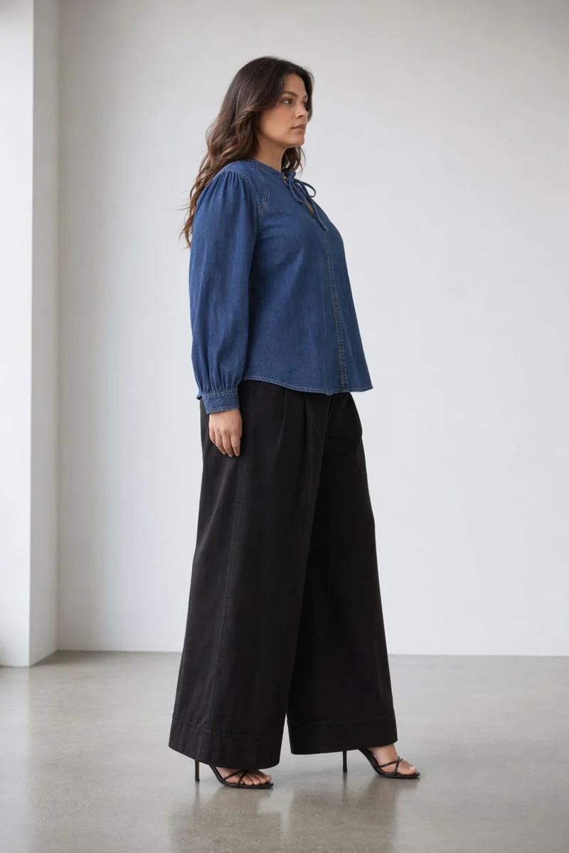 Isoldae|100% Cotton Denim Top