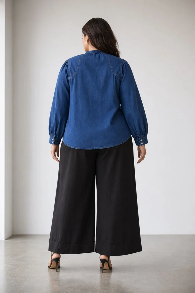 Isoldae|100% Cotton Denim Top