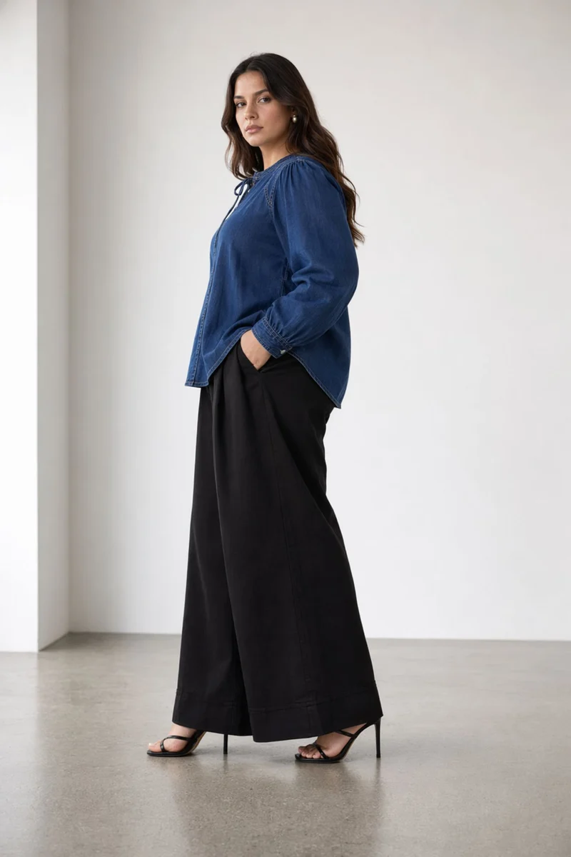 Isoldae|100% Cotton Denim Top