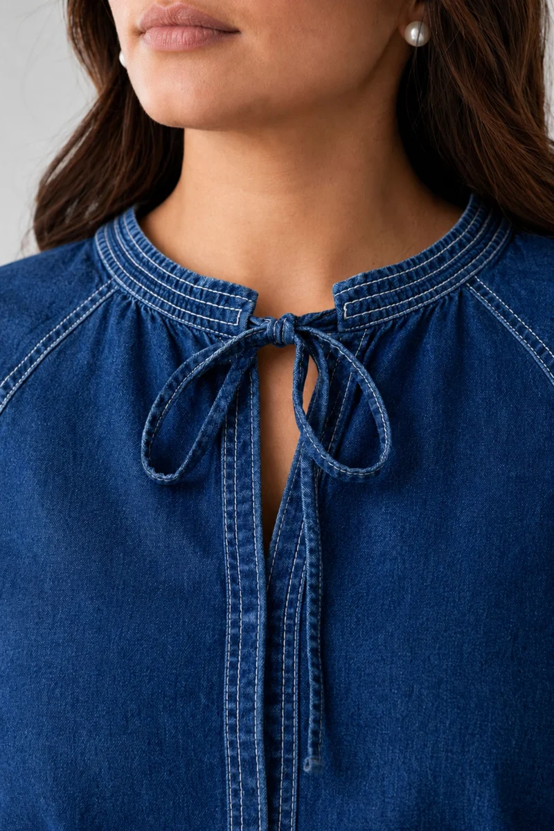 Isoldae|100% Cotton Denim Top