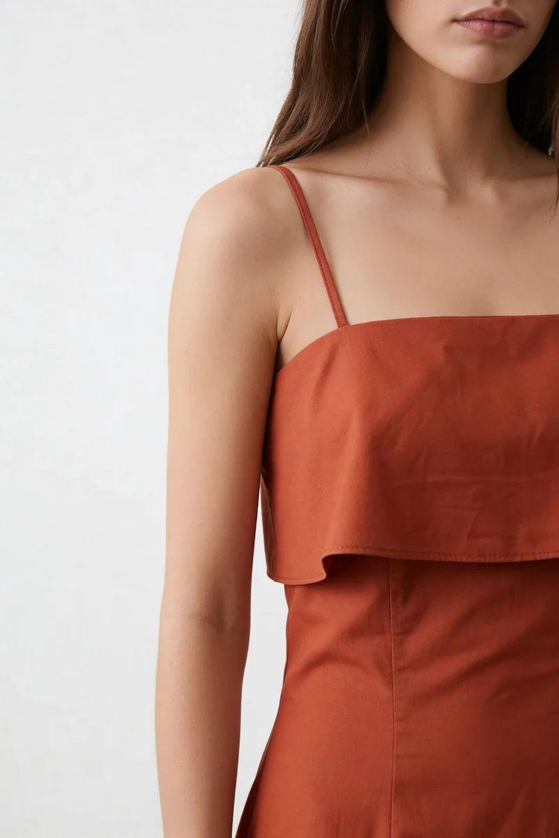 Fiorelle|100% Cotton Layered A-Line Midi Dress