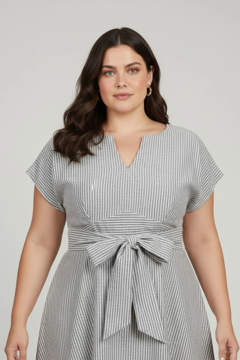 Marivelle|100% Cotton Printed A-Line Midi Dress