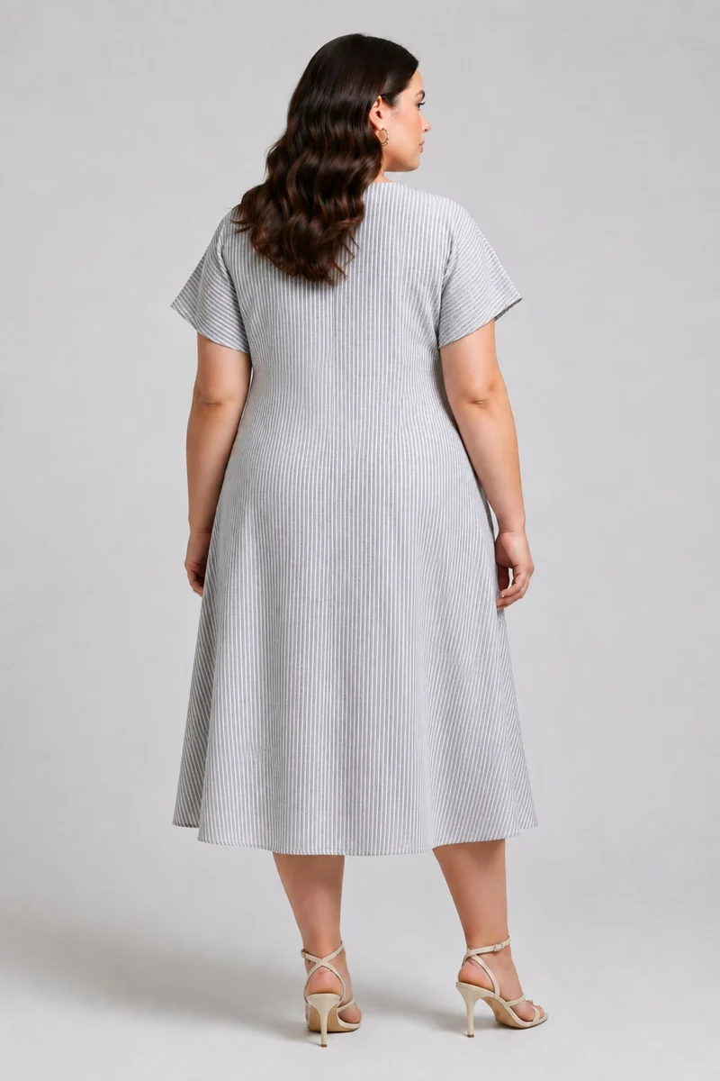 Marivelle|100% Cotton Printed A-Line Midi Dress