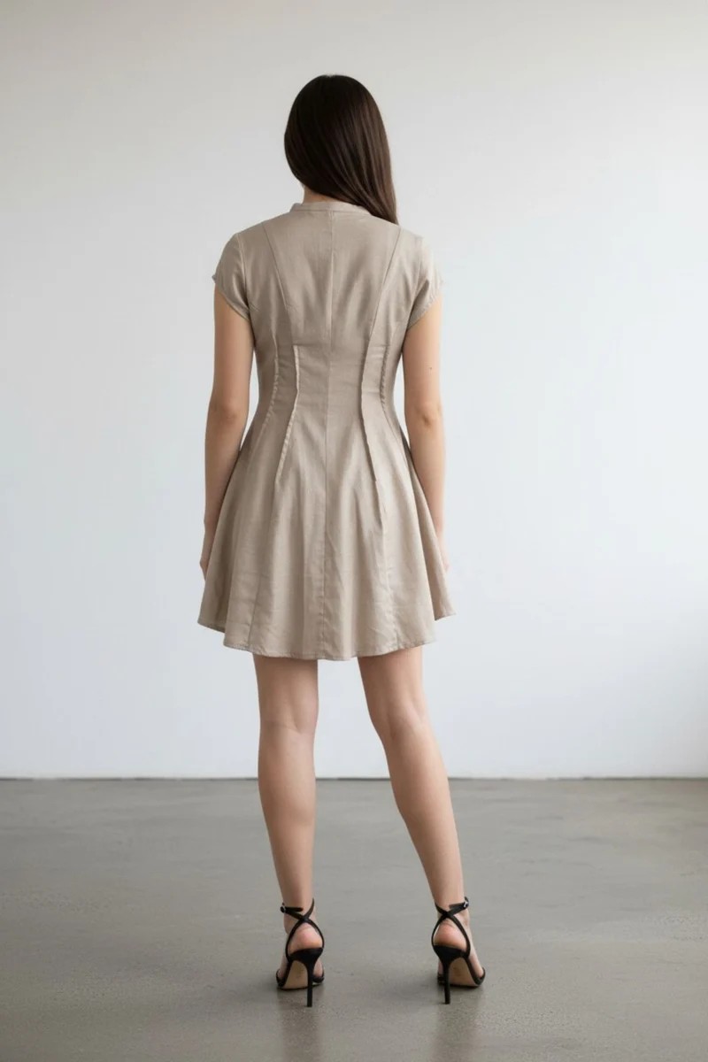 Caliora|100% Cotton Pintuck Shirt Dress