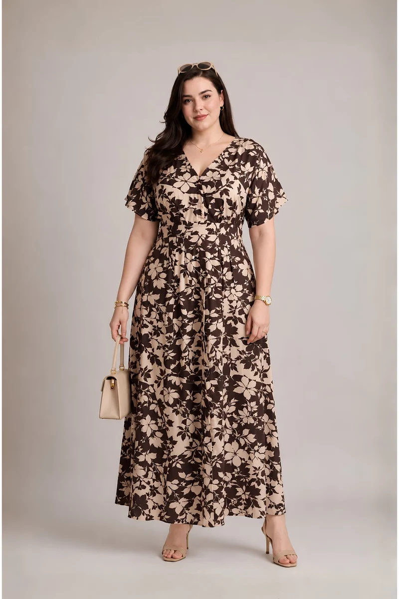 Ismeria|100% Viscose Pleated Maxi Dress