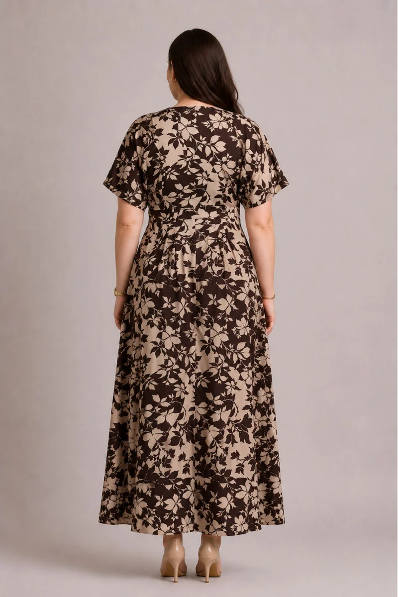 Ismeria|100% Viscose Pleated Maxi Dress