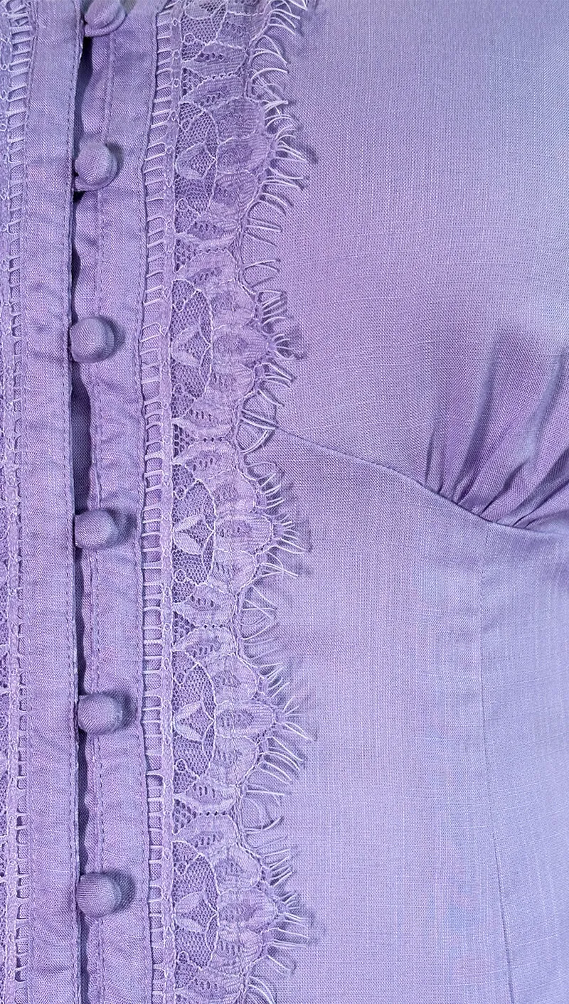 Alouette|100% Viscose V Neck Lace Patch Top
