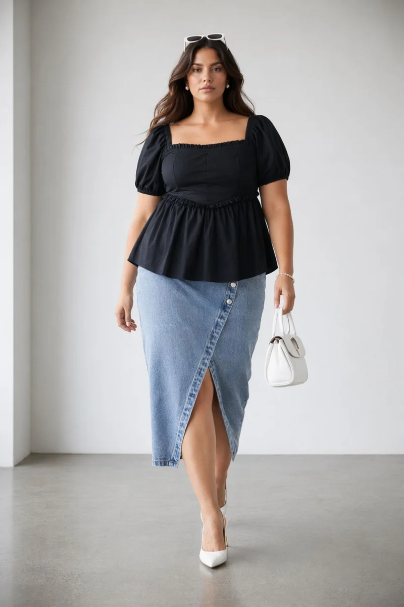 Verena|100% Cotton Peplum Top