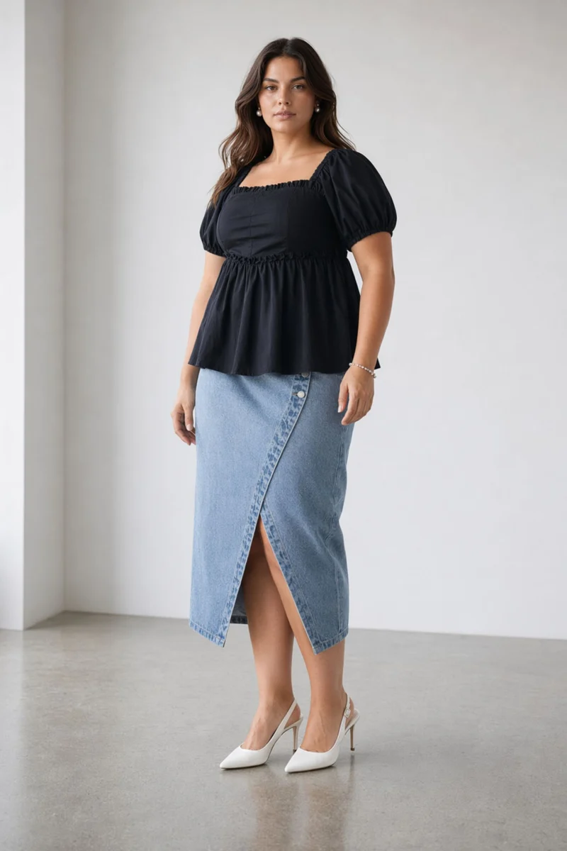Verena|100% Cotton Peplum Top