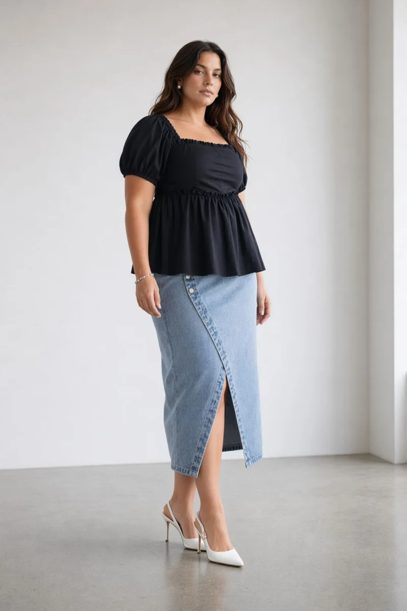 Verena|100% Cotton Peplum Top