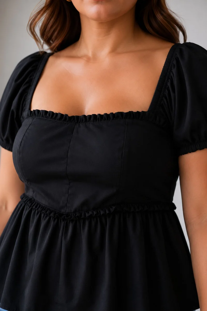 Verena|100% Cotton Peplum Top
