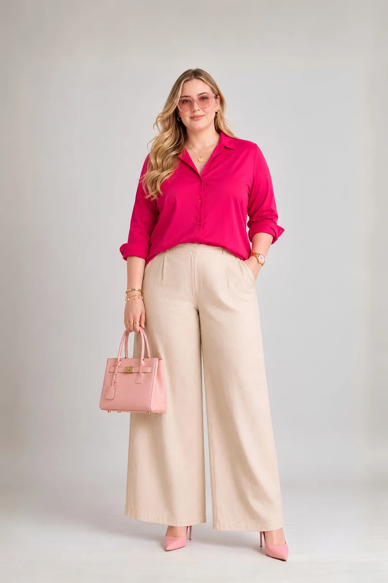 Evienne|100% Viscose Notch Collar Shirt