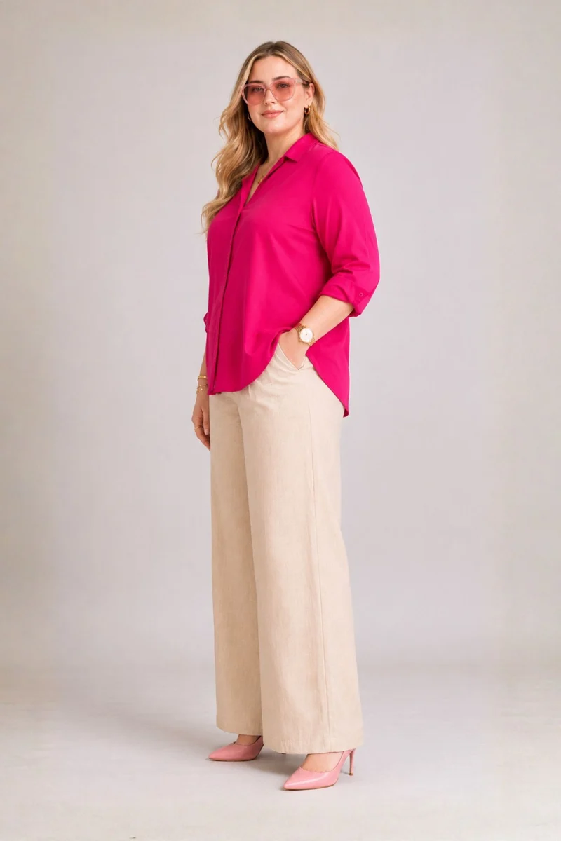 Evienne|100% Viscose Notch Collar Shirt