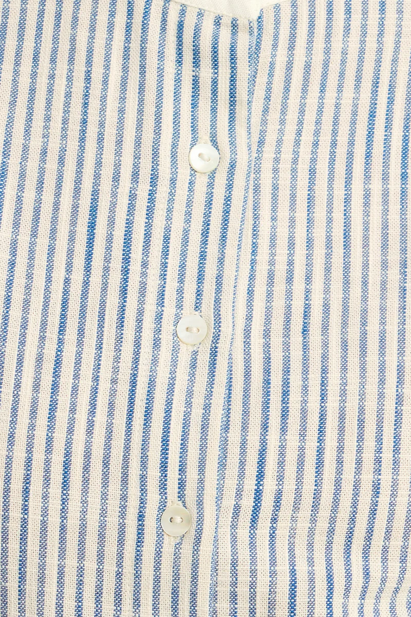 Yogita|100% Cotton Ruffled Collar Striped Shirt