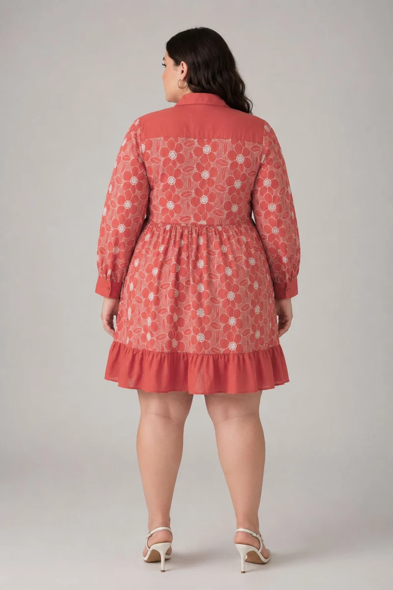 Solennea|100% Cotton Schiffli Shirt Dress