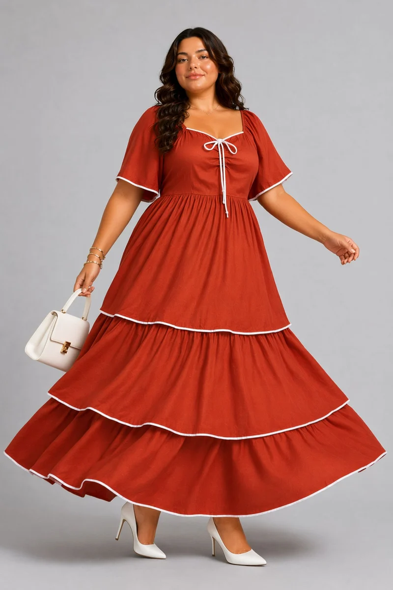 Marielle|100% Viscose Tiered Dress