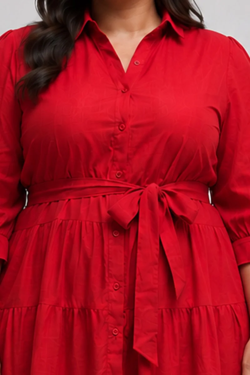 Valerose|100% Viscose Tiered Maxi Shirt Dress