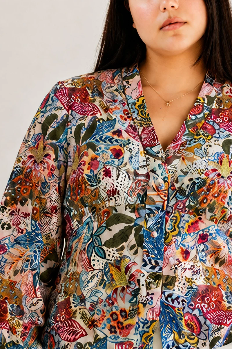 Vireya|100% Cotton V-Neck Puff Sleeve Top