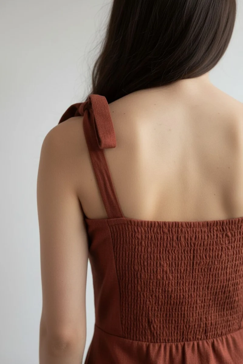 Novella|100% Cotton Tie-Strap Midi Dress