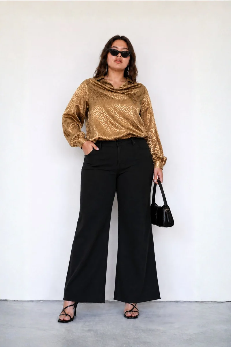 Valora|100% Viscose Cowl Neck Top