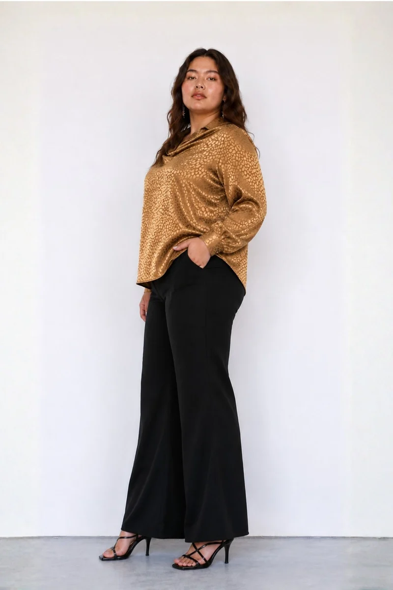 Valora|100% Viscose Cowl Neck Top