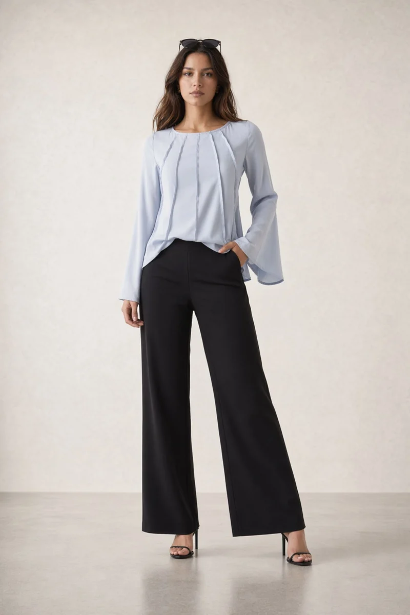 Sorelia|100% Viscose Pintuck Peplum Top