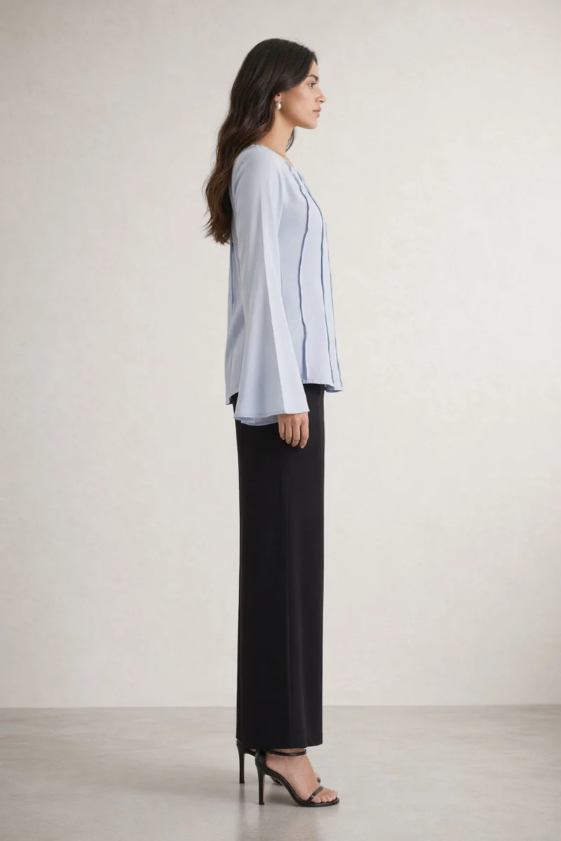 Sorelia|100% Viscose Pintuck Peplum Top