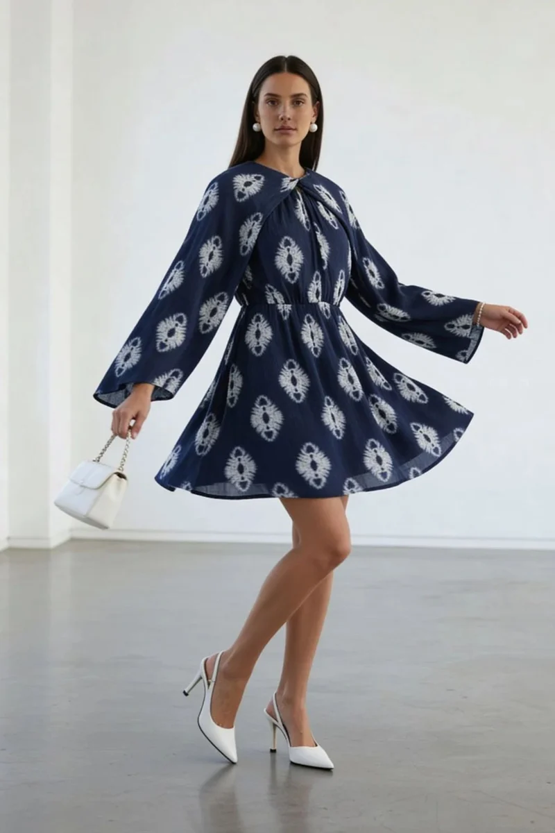 Calyra|Viscose Abstract Fit & Flare Dress