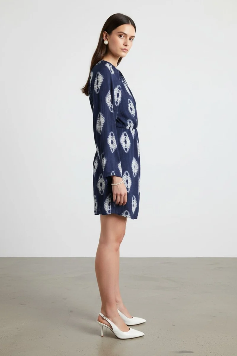 Calyra|Viscose Abstract Fit & Flare Dress