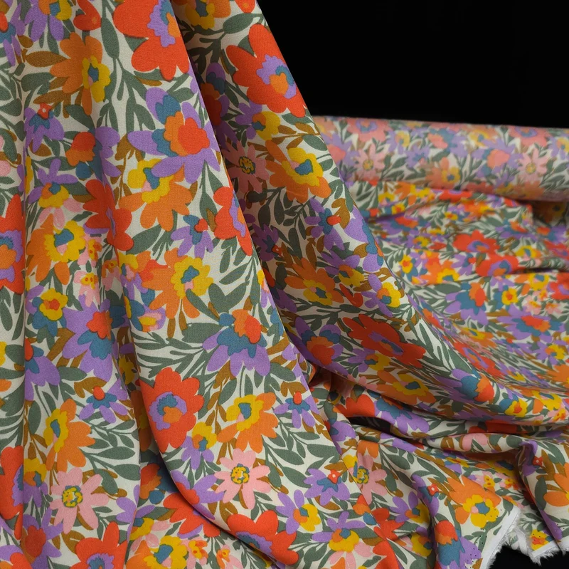 Tissu popeline 100 % Rayonne | Imprimé floral