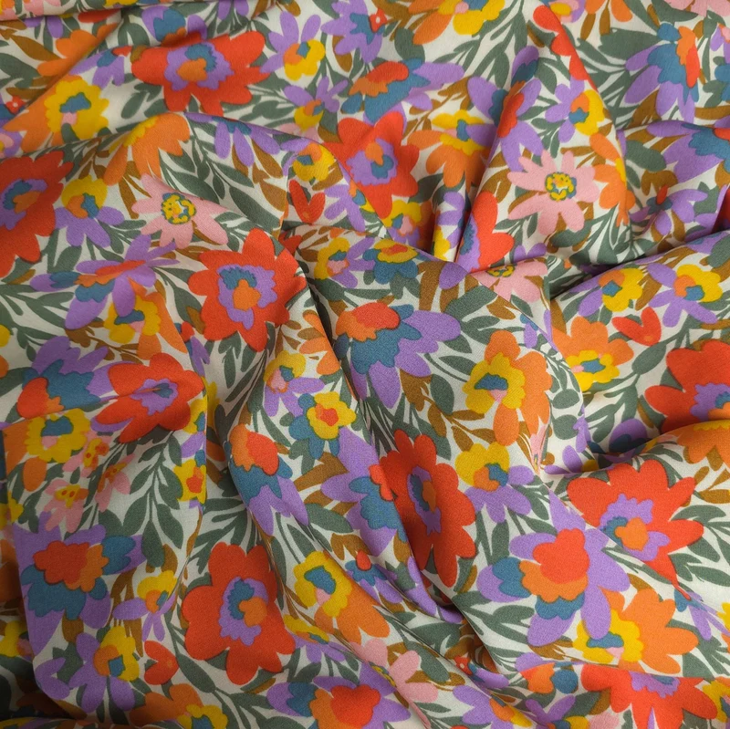 Tissu popeline 100 % Rayonne | Imprimé floral