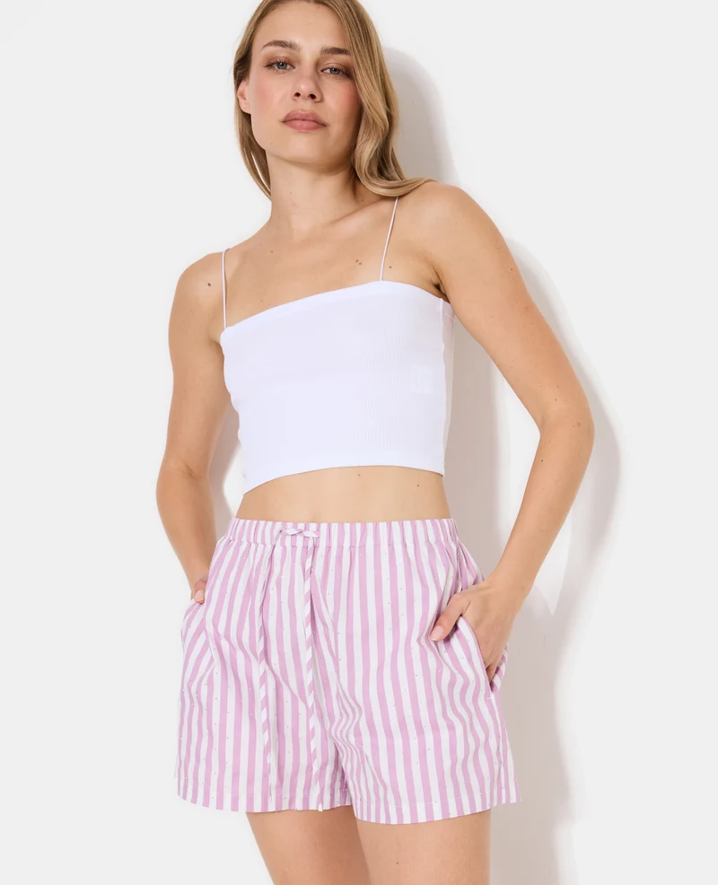 Short rayé avec strass