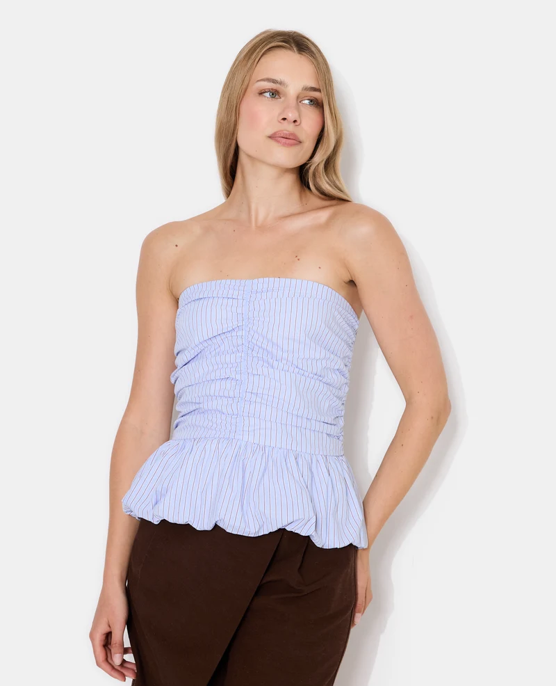 Top bustier avec forme boule motif rayures
