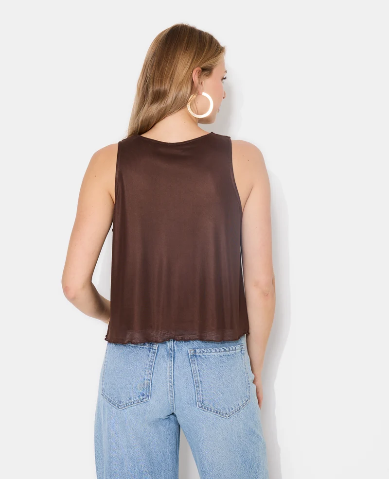Débardeur en résille avec boutons effet nacre