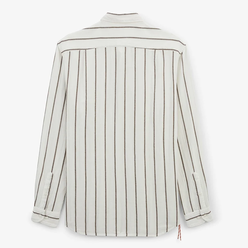Chemise manches longues à rayures couleur argile en coton