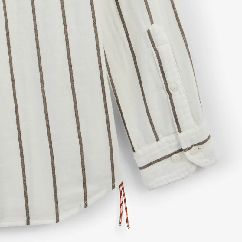 Chemise manches longues à rayures couleur argile en coton