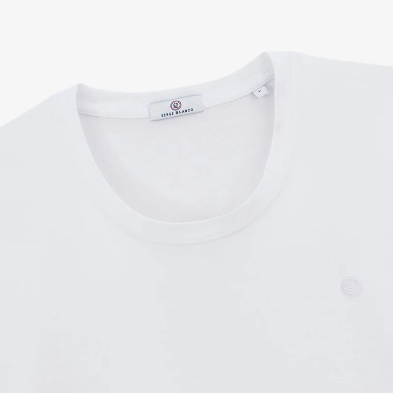 T-shirt manches courtes col rond 100% coton blanc Théo
