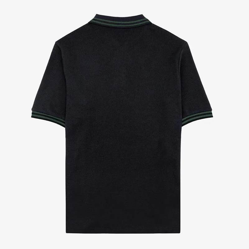 Polo manches courtes 100% coton gaufré noir Section Paloise