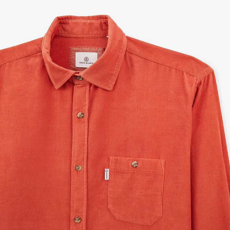 Chemise sienne à manches longues en velours