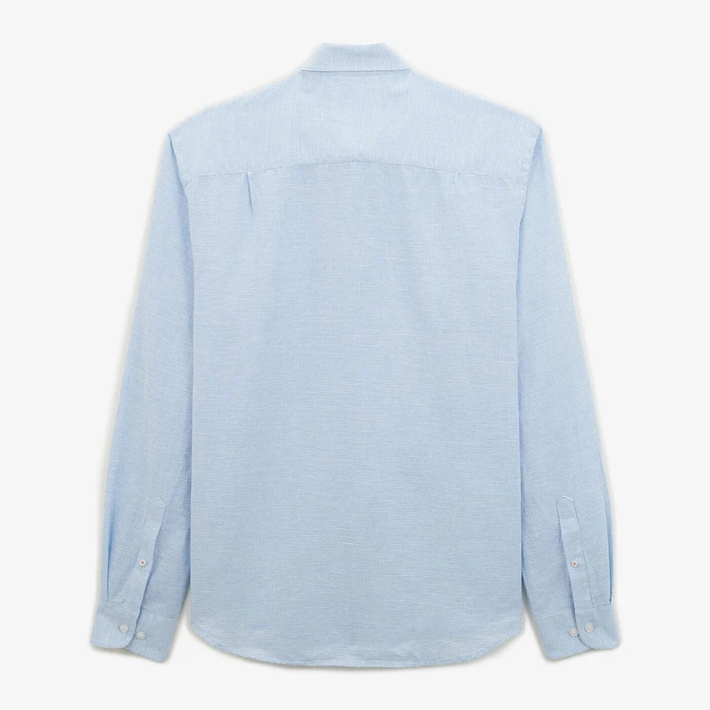 Chemise regular tissage lin et coton bleu ciel