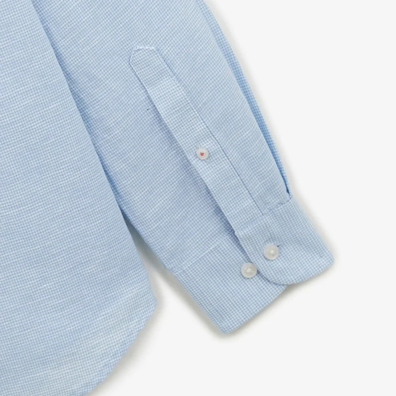 Chemise regular tissage lin et coton bleu ciel