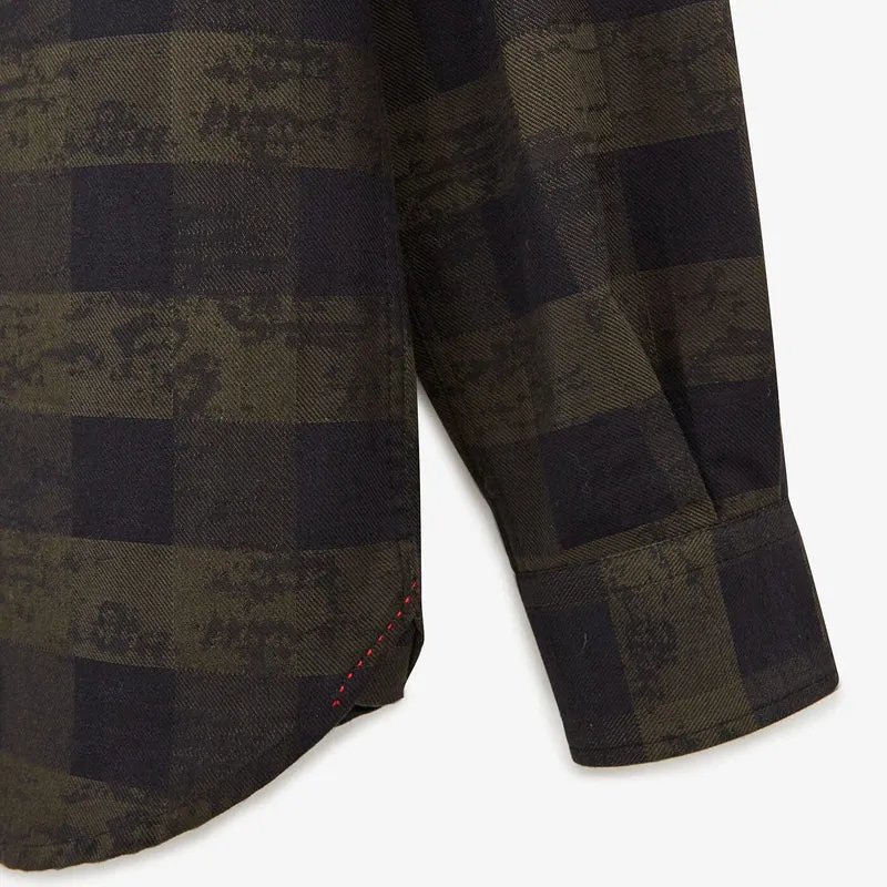 Chemise à carreaux militaire à manches longues en coton