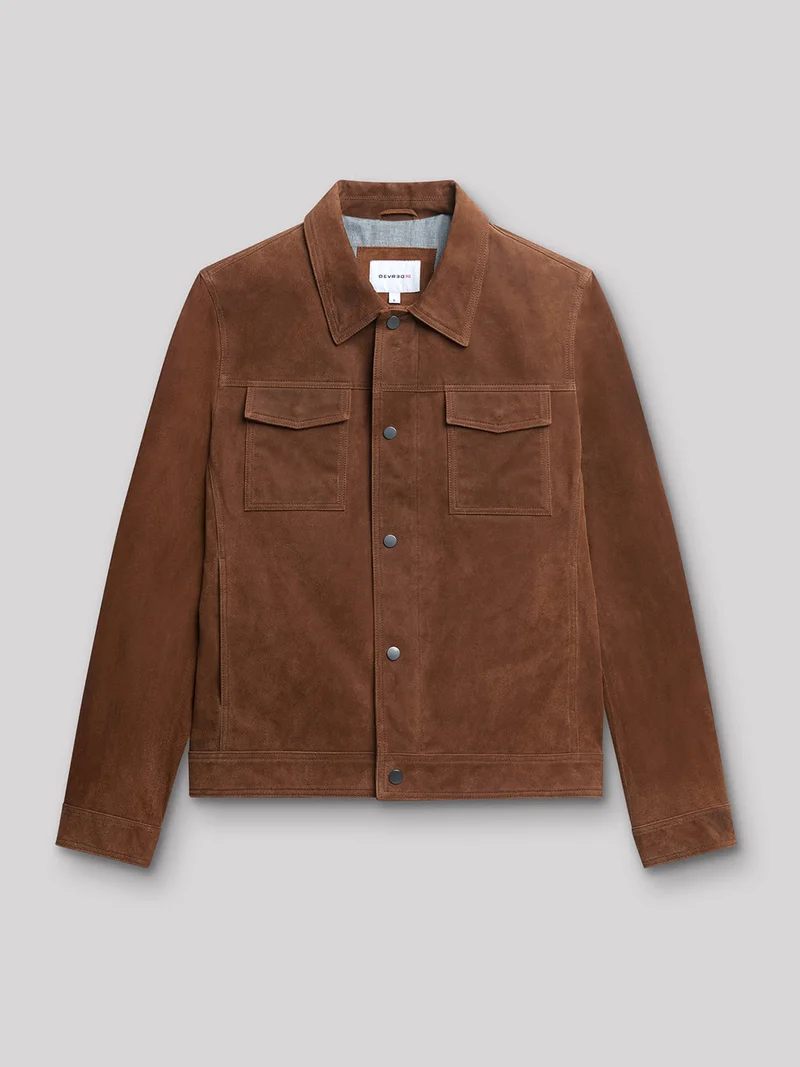 Blouson en cuir col chemise