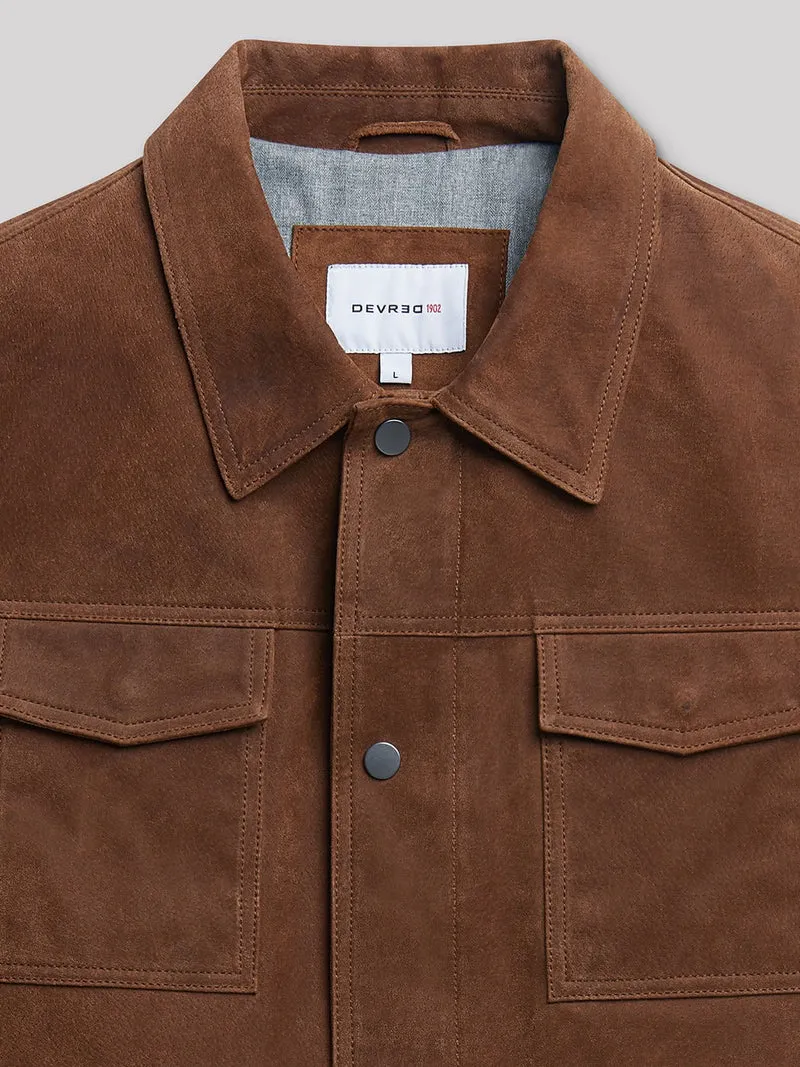 Blouson en cuir col chemise