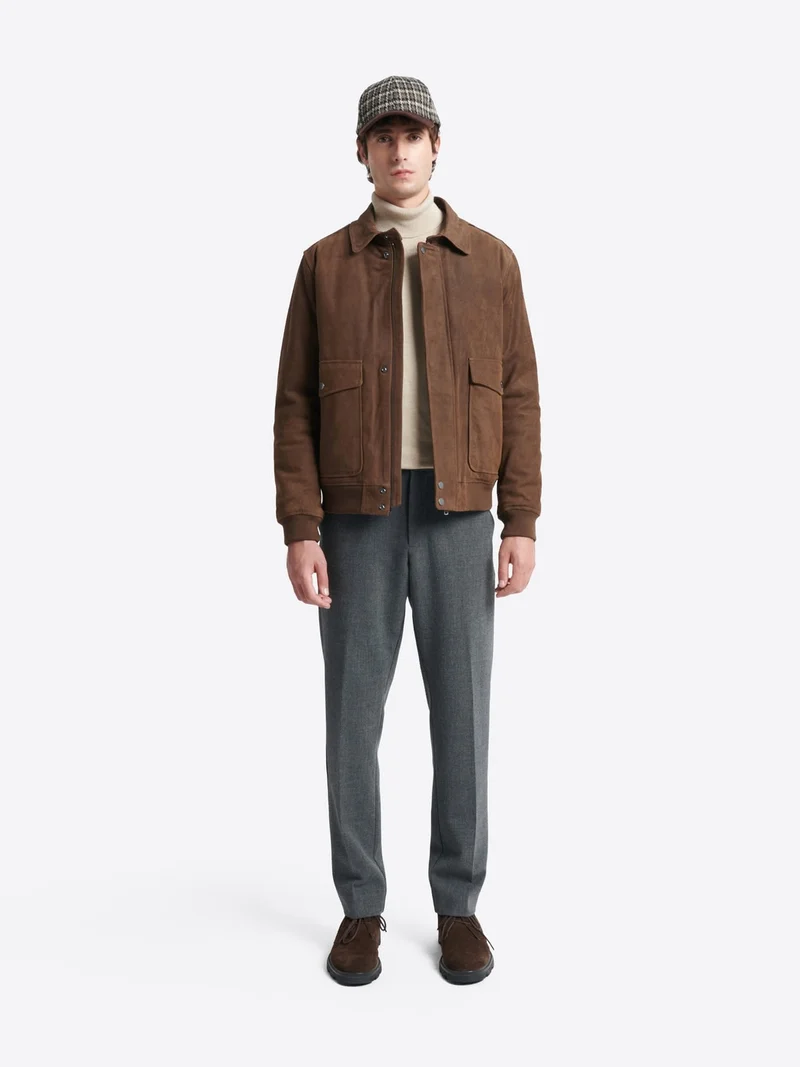 Blouson col sherpa en cuir