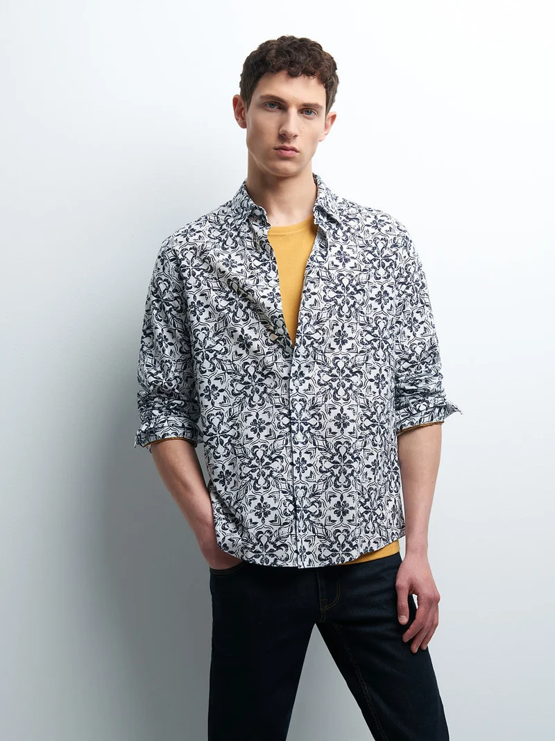 Chemise slim géométrique
